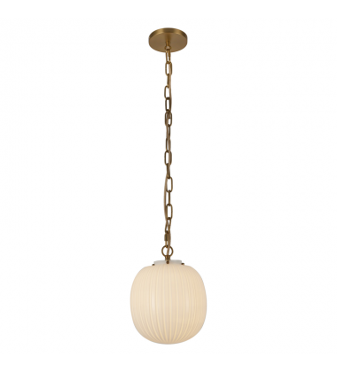 PD579112BGGR-Cherise 12-in Brushed Gold/Glossy Ribbed Opal Glass Socket Pendant PD579112BGGR-Cherise 12-in Brushed Gold/Glossy Ribbed Opal Glass Socket Pendant