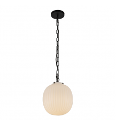 PD579112MBGR-Cherise 12-in Matte Black/Glossy Ribbed Opal Glass Socket Pendant