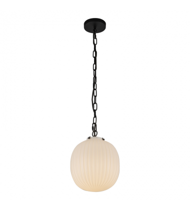 PD579112MBGR-Cherise 12-in Matte Black/Glossy Ribbed Opal Glass Socket Pendant PD579112MBGR-Cherise 12-in Matte Black/Glossy Ribbed Opal Glass Socket Pendant