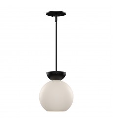  PD59708-BK/OP-Arcadia 8-in Black/Opal Glass 1 Light Pendant