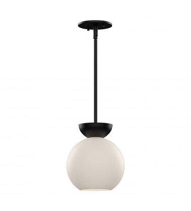  PD59708-BK/OP-Arcadia 8-in Black/Opal Glass 1 Light Pendant
