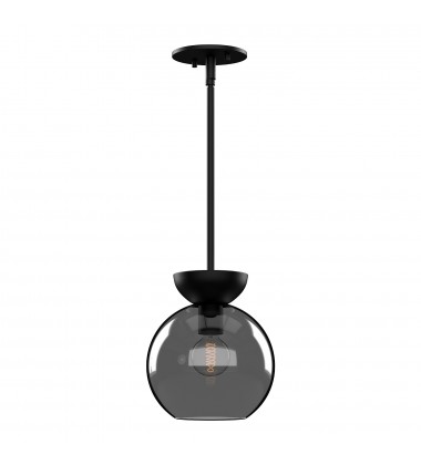  PD59708-BK/SM-Arcadia 8-in Black/Smoked 1 Light Pendant