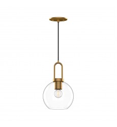  PD601608AGCL-Soji 8-in Aged Gold/Clear Glass 1 Light Pendant