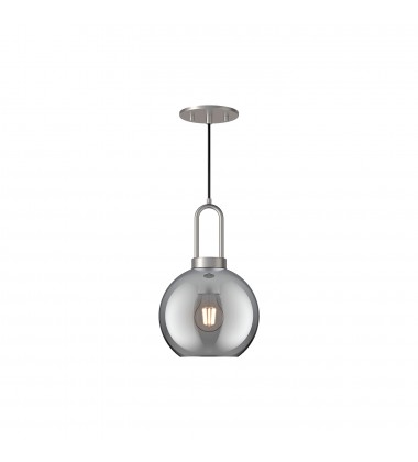  PD601608BNSM-Soji 8-in Brushed Nickel/Smoked Solid Glass 1 Light Pendant
