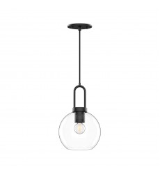  PD601608MBCL-Soji 8-in Clear Glass/Matte Black 1 Light Pendant