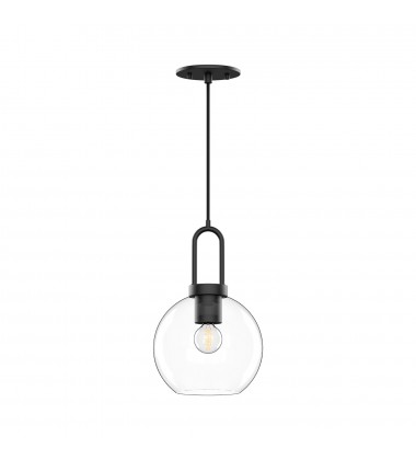  PD601608MBCL-Soji 8-in Clear Glass/Matte Black 1 Light Pendant