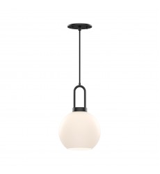  PD601608MBOP-Soji 8-in Matte Black/Opal Matte Glass 1 Light Pendant