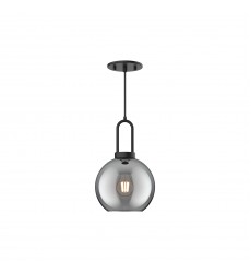  PD601608MBSM-Soji 8-in Matte Black/Smoked Solid Glass 1 Light Pendant