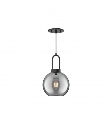  PD601608MBSM-Soji 8-in Matte Black/Smoked Solid Glass 1 Light Pendant