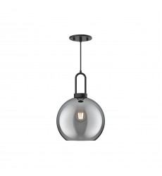  PD601710MBSM-Soji 10-in Matte Black/Smoked Solid Glass 1 Light Pendant