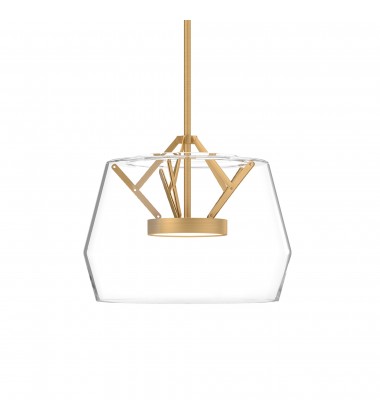  PD61412-CL/BG-Deco 12-in Clear/Brushed Gold LED Pendant