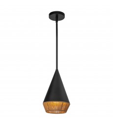 PD633107MBBR-Daphne 7-in Matte Black/Brown Cotton Rope 1 Light Pendant PD633107MBBR-Daphne 7-in Matte Black/Brown Cotton Rope 1 Light Pendant