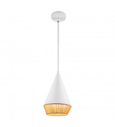  PD633107WHBR-Daphne 7-in White/Brown Cotton Rope 1 Light Pendant