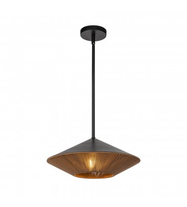  PD633215MBBR-Daphne 15-in Matte Black/Brown Cotton Rope 1 Light Pendant