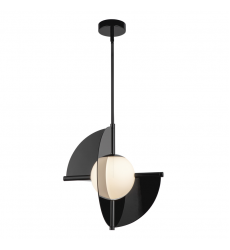 PD65116-GBK/OP-UNV-Scorpio 16-in Glossy Black/Opal Glass LED Pendant