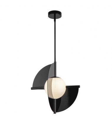 PD65116-GBK/OP-UNV-Scorpio 16-in Glossy Black/Opal Glass LED Pendant