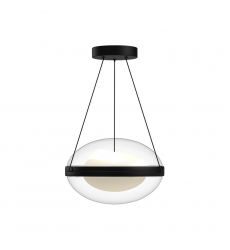 PD76312-BK/OP-UNV-Virgo 12-in Black/Opal Glass LED Pendant