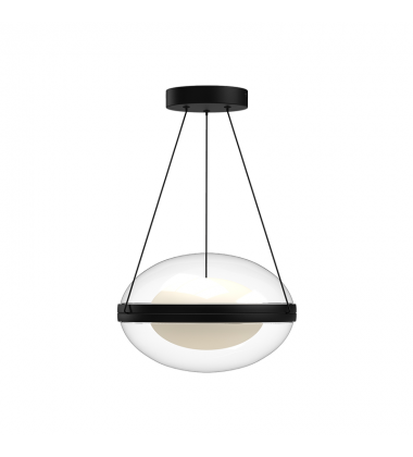 PD76312-BK/OP-UNV-Virgo 12-in Black/Opal Glass LED Pendant