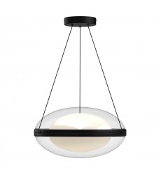  PD76316-BK/OP-Virgo 16-in Black/Opal Glass LED Pendant