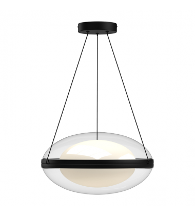 PD76316-BK/OP-UNV-Virgo 16-in Black/Opal Glass LED Pendant