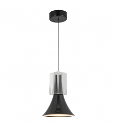 PD94108-GBK/CC-UNV-Floe 8-in Glossy Black/Clear Crystal LED Pendant