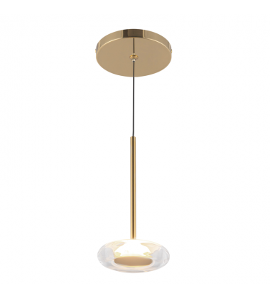 PD97204-MRB/CL-Stephord 4-in Metallic Brass/Clear Glass LED Pendant