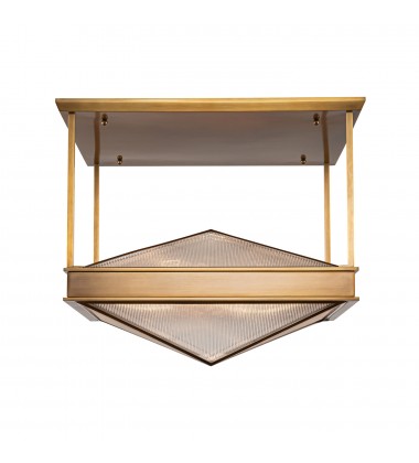  SF332919VBCR-Cairo 19-in Ribbed Glass/Vintage Brass 4 Lights Semi Flush Mount