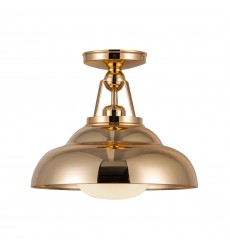  SF344012PBGO-Palmetto 12-in Polished Brass/Glossy Opal 1 Light Semi Flush Mount