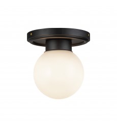  SF407306MBGO-Fiore 6-in Matte Black/Glossy Opal Glass 1 Light Semi-Flush