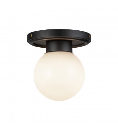  SF407306MBGO-Fiore 6-in Matte Black/Glossy Opal Glass 1 Light Semi-Flush