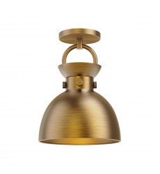  SF411309AG-Waldo 9-in Aged Gold 1 Light Semi Flush Mount