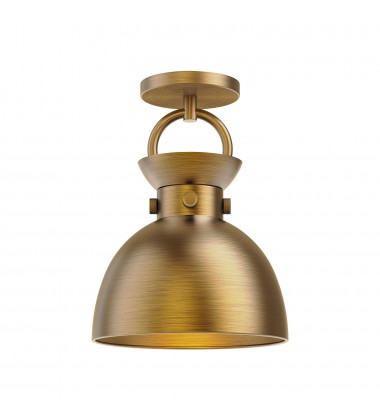  SF411309AG-Waldo 9-in Aged Gold 1 Light Semi Flush Mount