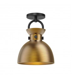  SF411309MBAG-Waldo 9-in Matte Black/Aged Gold 1 Light Semi Flush Mount