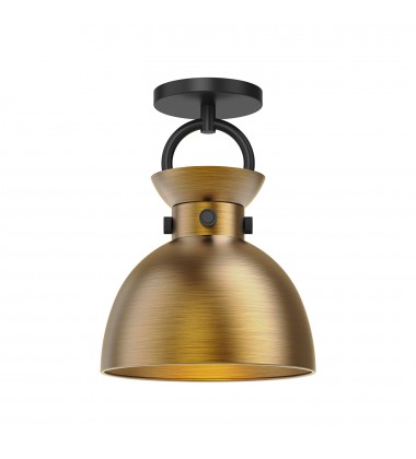  SF411309MBAG-Waldo 9-in Matte Black/Aged Gold 1 Light Semi Flush Mount