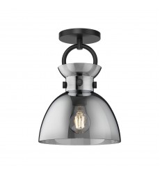  SF411809MBSM-Waldo 9-in Matte Black/Smoked 1 Light Semi Flush Mount