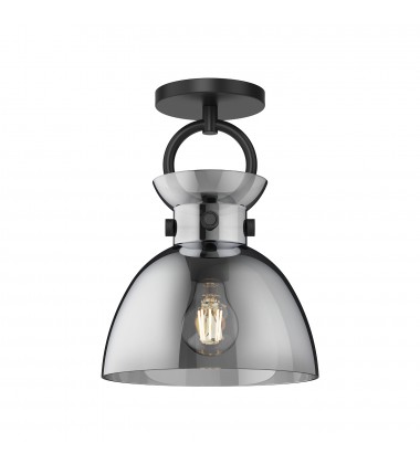  SF411809MBSM-Waldo 9-in Matte Black/Smoked 1 Light Semi Flush Mount