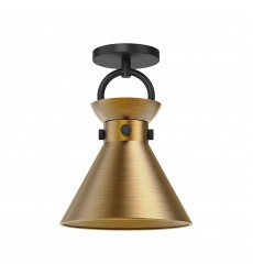  SF412009MBAG-Emerson 9-in Matte Black/Aged Gold 1 Light Semi Flush Mount