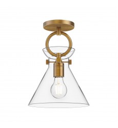  SF412509AGCL-Emerson 9-in Aged Gold/Clear 1 Light Semi Flush Mount