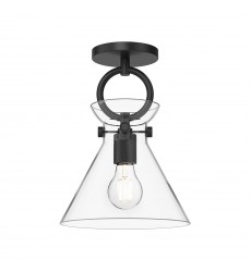  SF412509MBCL-Emerson 9-in Matte Black/Clear Glass 1 Light Semi Flush Mount