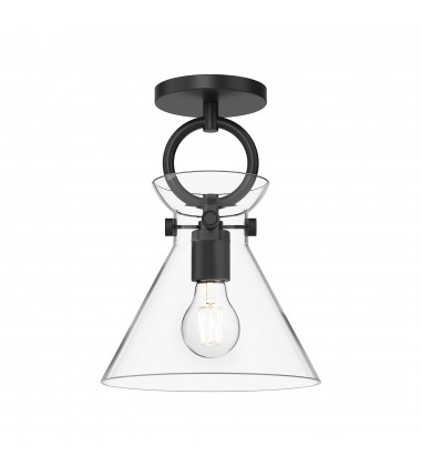  SF412509MBCL-Emerson 9-in Matte Black/Clear Glass 1 Light Semi Flush Mount