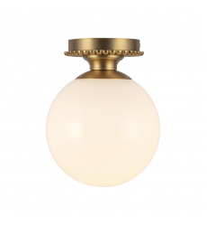 SF430108BGGO-Otis 8-in Brushed Gold/Glossy Opal Glass Socket Semi-Flush Mount