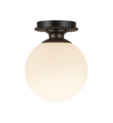 SF430108MBGO-Otis 8-in Matte Black/Glossy Opal Glass Socket Semi-Flush Mount