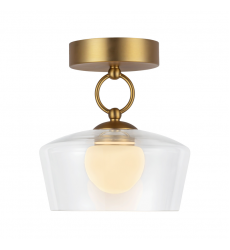 SF443308BGCL-UNV-Leota 8-in Brushed Gold/Clear Glass LED Semi-Flush Mount