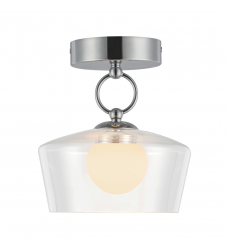 SF443308CHCL-UNV-Leota 8-in Chrome/Clear Glass LED Semi-Flush Mount