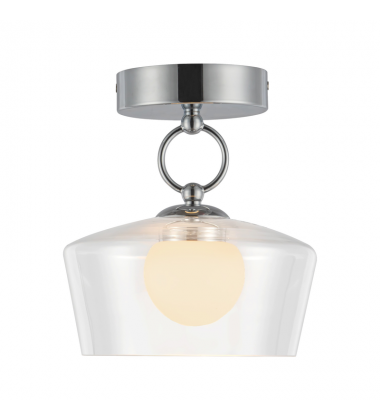 SF443308CHCL-UNV-Leota 8-in Chrome/Clear Glass LED Semi-Flush Mount