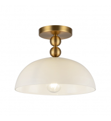 SF459012BGGO-Paisley 12-in Brushed Gold/Glossy Opal Glass Socket Semi-Flush Mount