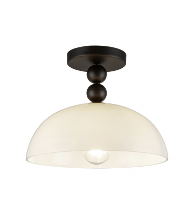SF459012MBGO-Paisley 12-in Matte Black/Glossy Opal Glass Socket Semi-Flush Mount SF459012MBGO-Paisley 12-in Matte Black/Glossy Opal Glass Socket Semi-Flush Mount