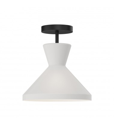  SF473710MBOP-Betty 10-in Matte Black/Opal Glass 1 Light Semi Flush Mount