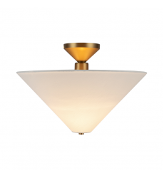 SF497016BGWL-Bridgette 16-in Brushed Gold/White Linen Socket Semi-Flush Mount