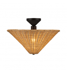 SF497016MBRA-Bridgette 16-in Matte Black/Rattan Socket Semi-Flush Mount